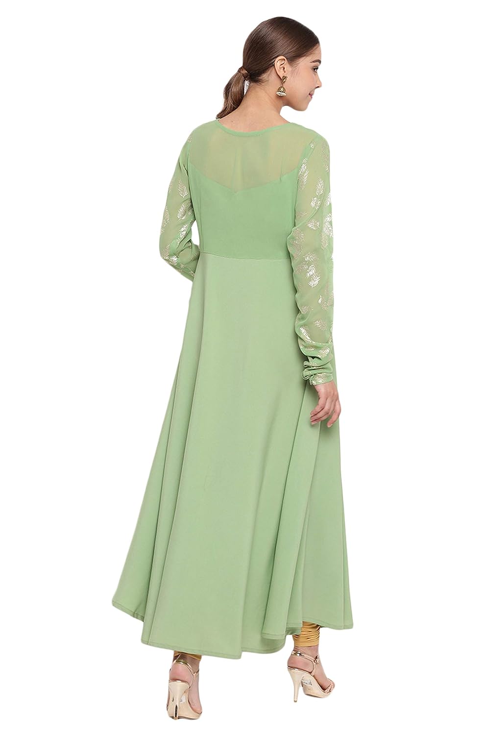 Janasya Women's Light Green Poly Crepe Kurta