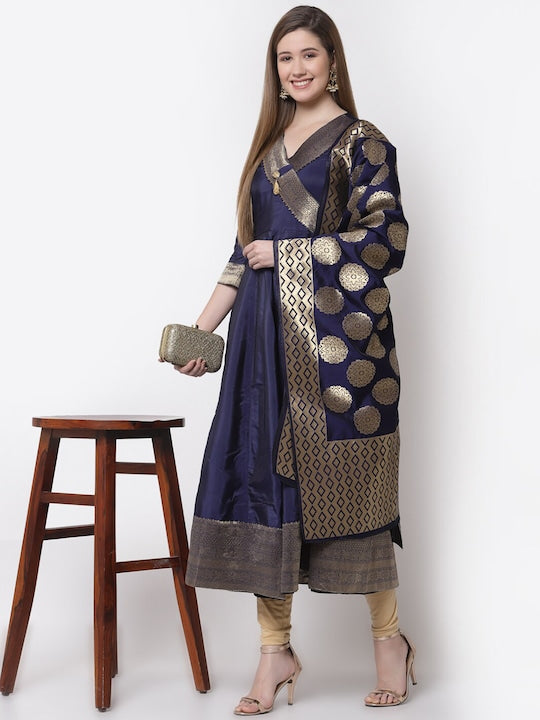 Myshka Women Blue Ethnic Motifs Printed Anarkali Kurta