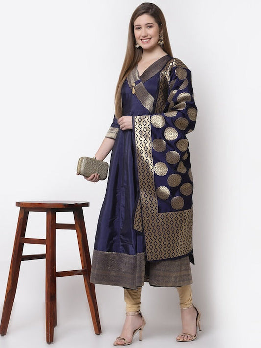 Myshka Women Blue Ethnic Motifs Printed Anarkali Kurta