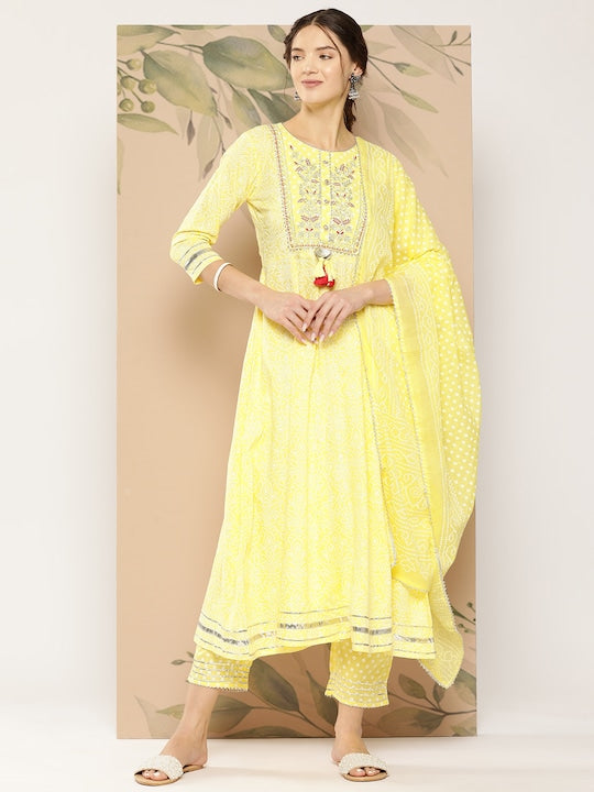 Yufta Ethnic Motifs Embroidered Regular Thread Work Kurta with Trousers & With Dupatta