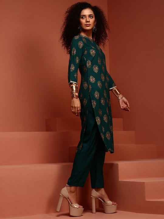 IMARA Ethnic Motifs Printed Kurta & Trousers With Dupatta