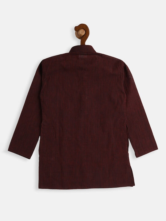 Vastramay Sishu Boys Maroon Handloom Cotton Kurta