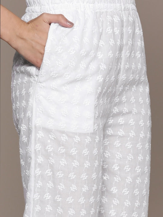 Readiprint Fashions Embroidered Empire Sequinned Pure Cotton Kurta with Palazzos