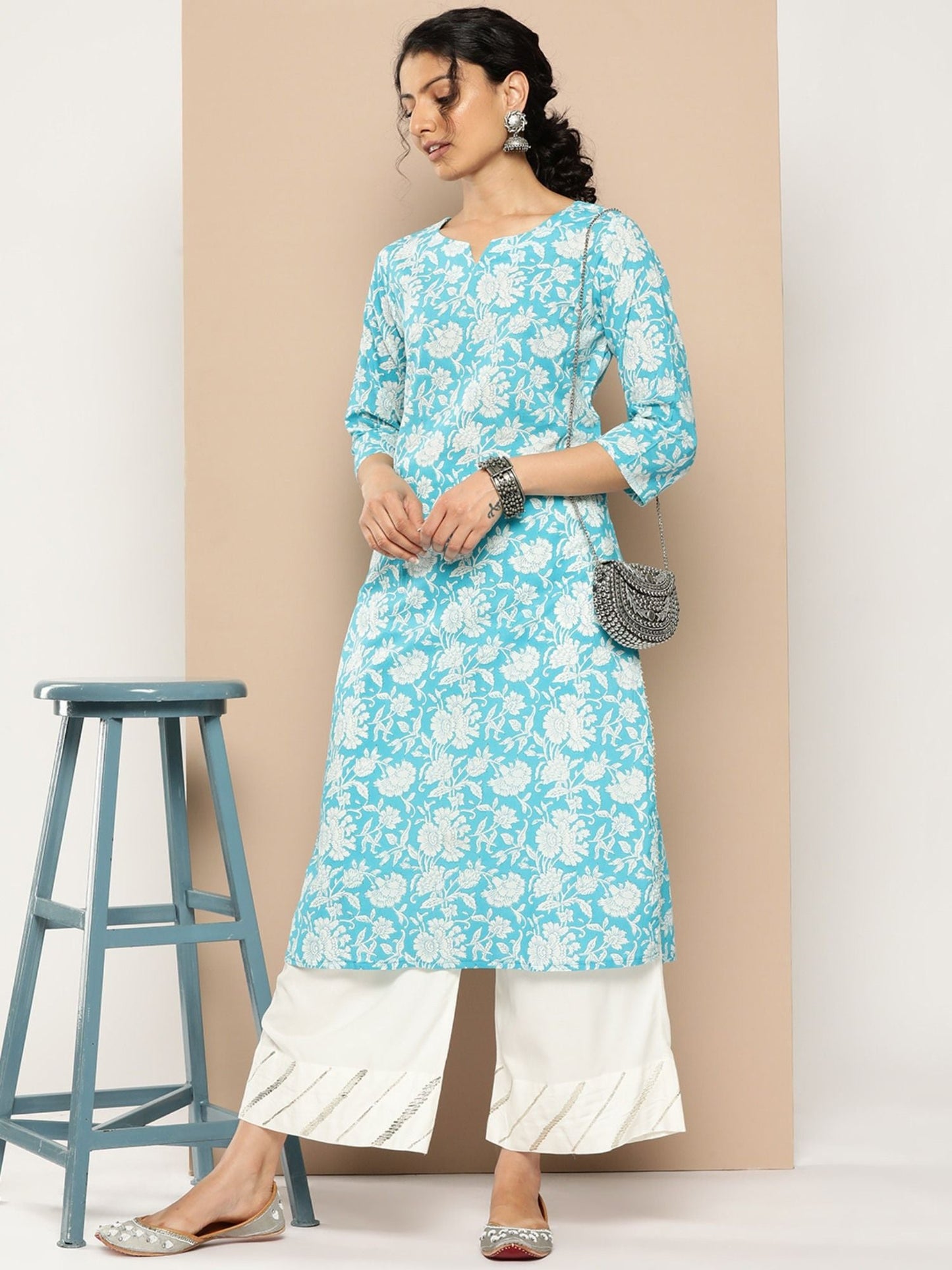 KSUT Blue Ethnic Motifs Printed Kurta