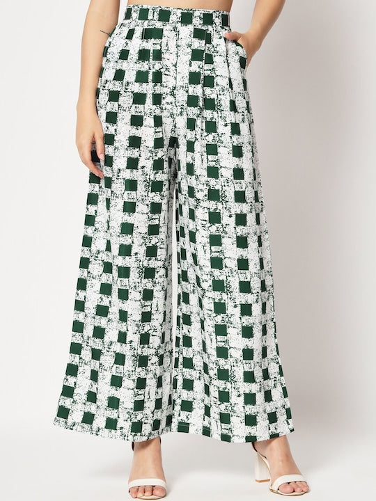 Mitera Checked Top With Palazzos & Shrug