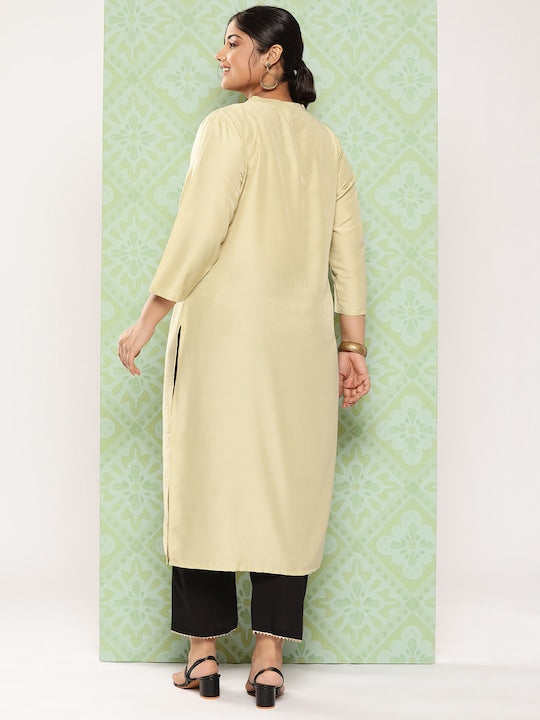 Yufta Women Plus Size Solid Straight Kurta