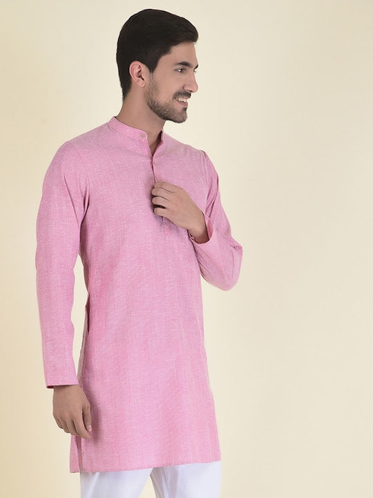 Deyann Men Pink Thread Work Jacquard Kurta