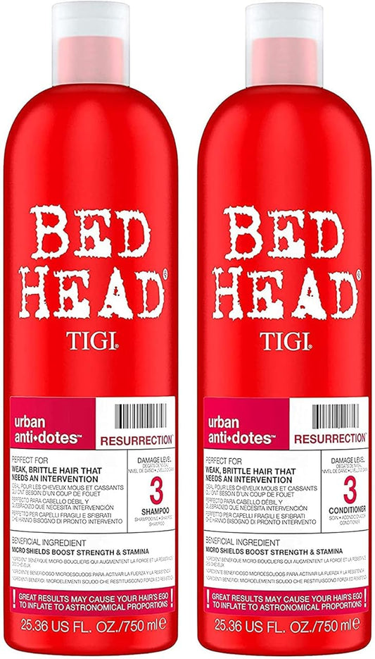 Bed Head by TIGI Urban Antidotes Resurrection Shampoo and Conditioner for Damaged Hair 25.36 fl oz 2 count