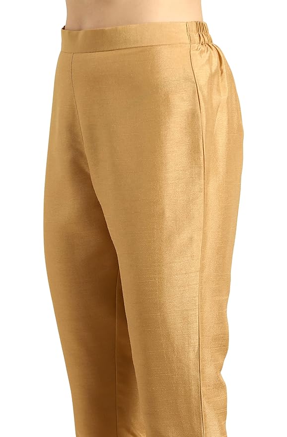 Janasya Women's Green Poly Silk Solid Kurta with Pant