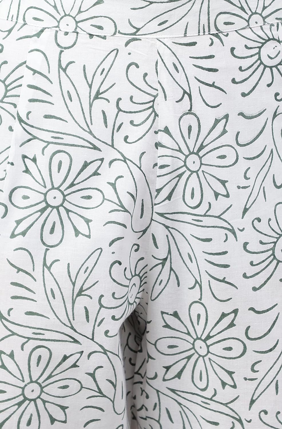 Janasya Women's White Cotton Floral Block Print Kurta with Pant and Dupatta