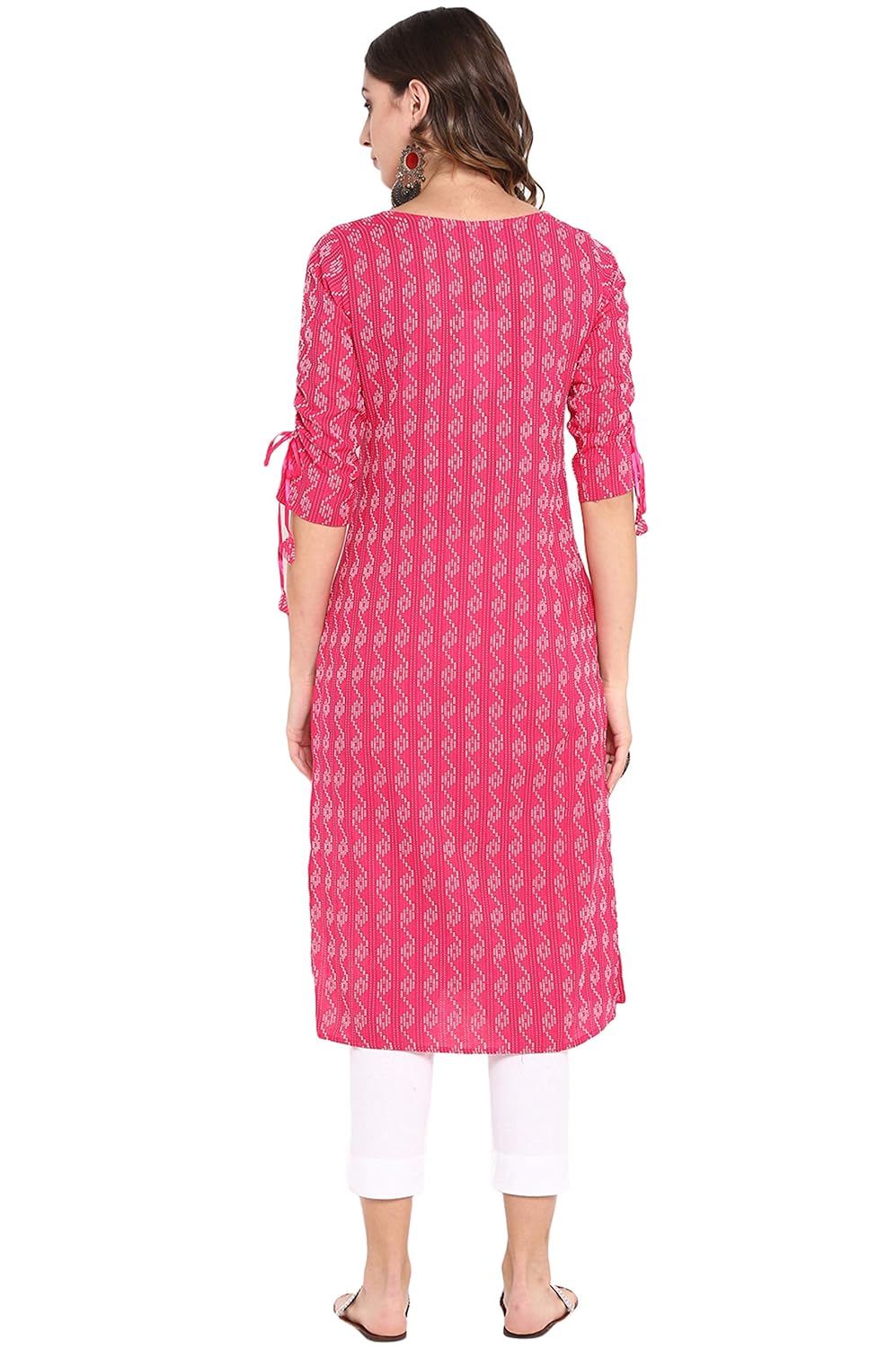 Janasya Women's Pure Cotton Straight Kurta Pink