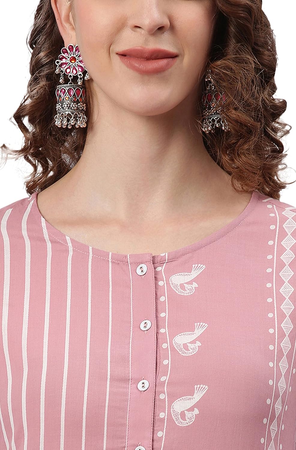 Janasya Women's Mauve Cotton Kurta