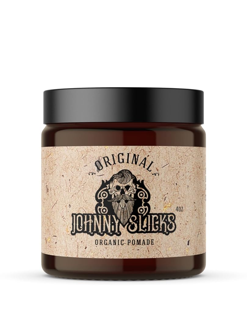 Johnny Slicks Oil Based Pomade | Organic Hair Styling for Men, Low to Medium Hold | Promotes Healthy Hair Growth & Helps Hydrate Dry Skin, (Original, 4 Ounce) Veteran Owned, USA Made.