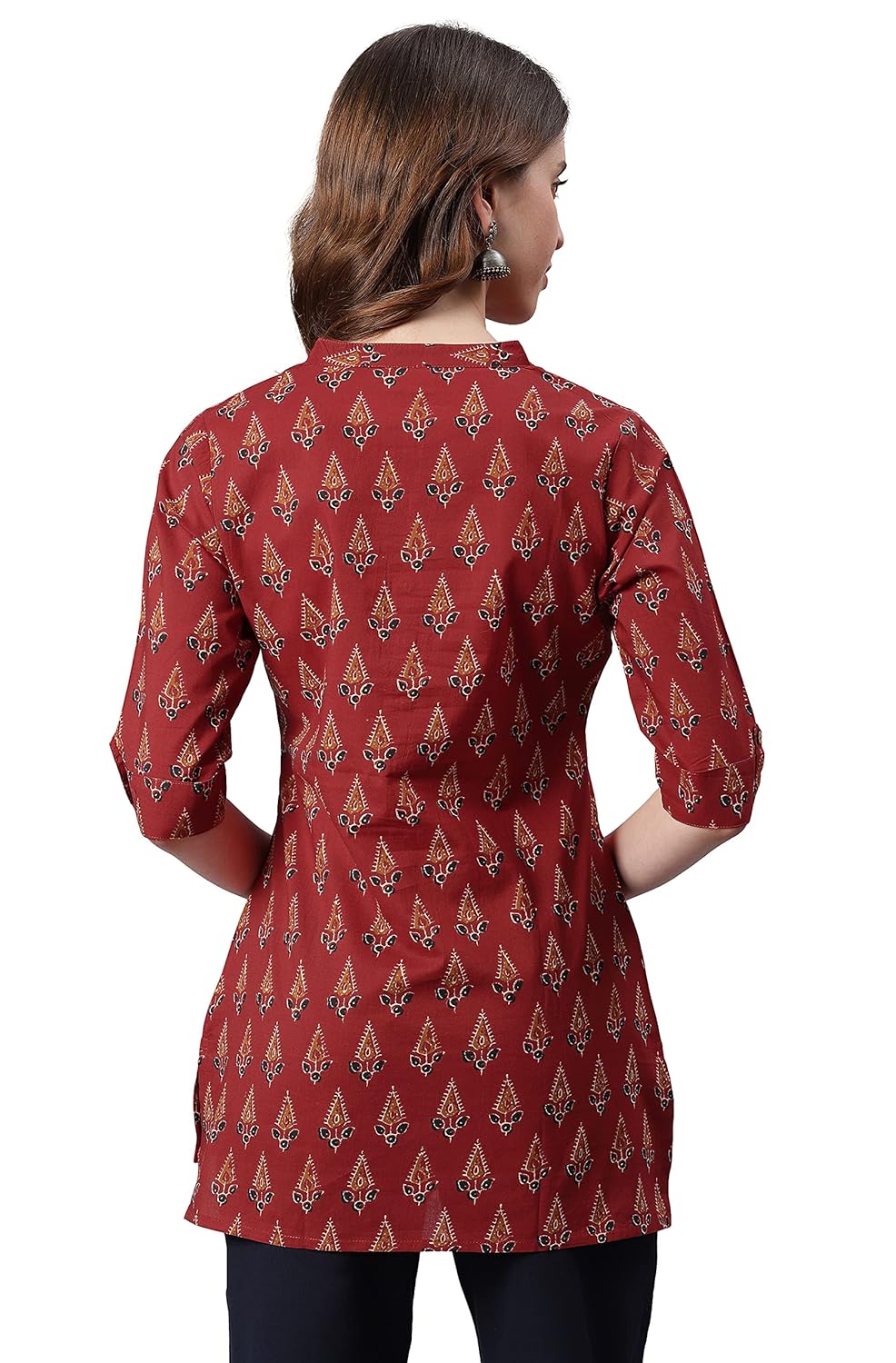 Janasya Women's Red Cotton Tunic