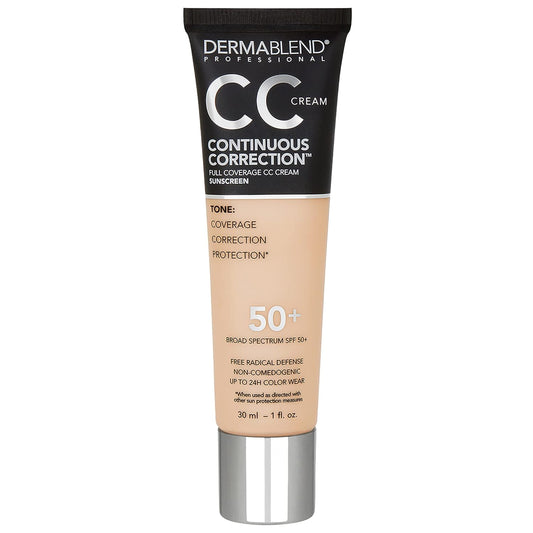 Dermablend Continuous Correction Tone-Evening CC Cream Foundation SPF 50+, Full Coverage Foundation Makeup & Color Corrector, Oil-Free