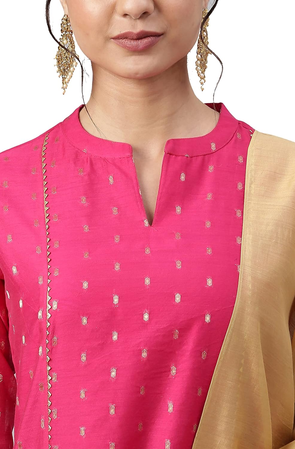 Janasya Women's Pink Chanderi Silk Woven Kurta with Sharara and Dupatta