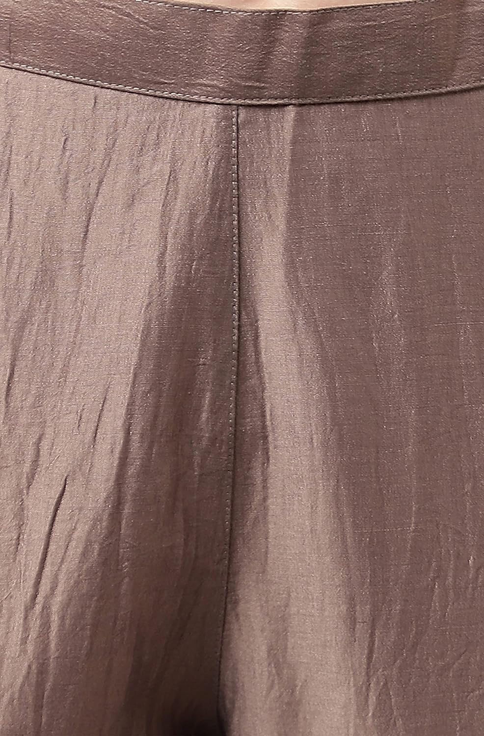 Janasya Women's Brown Chinon Solid Kurta with Pant and Dupatta