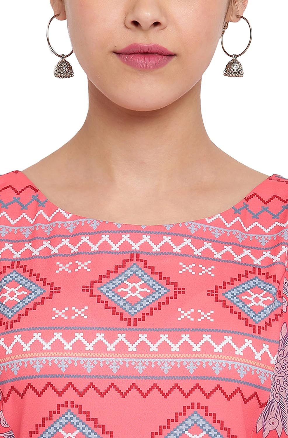 Janasya Women's Coral Poly Crepe Kurta