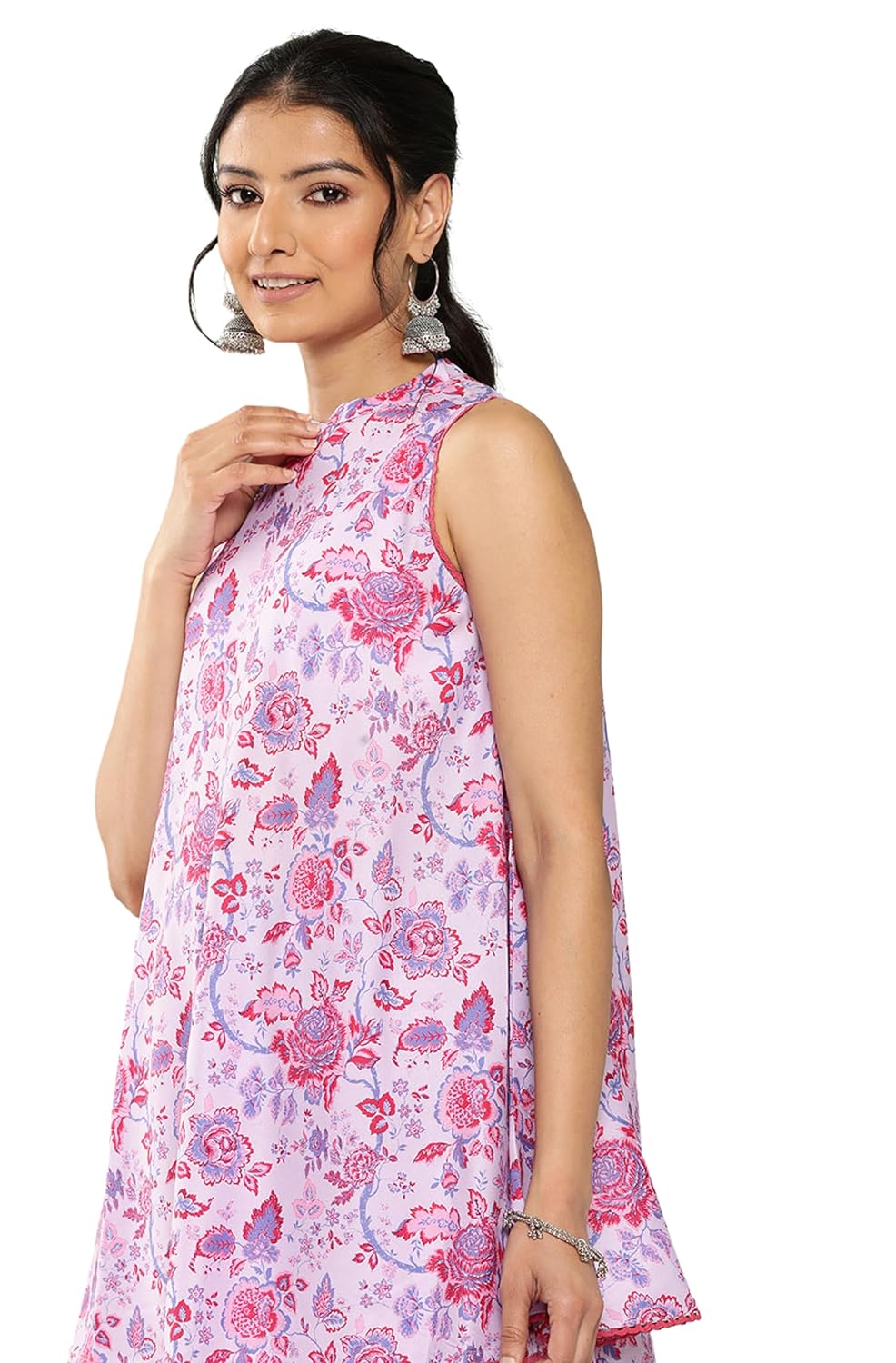 Janasya Women's Lavender Crepe Digital Printed Co-ords Set