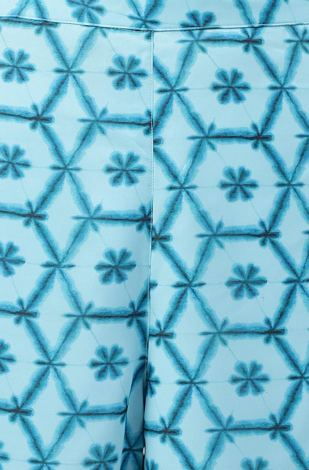 Janasya Women's Aqua Blue Georgette Shibori Print Kurta with Palazzo