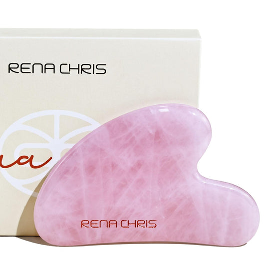 Rena Chris Rose Quartz Gua Sha, Natural Jade Facial Tools for SPA Acupuncture, Pink Stone for Body Face Neck and Eye, Skin Care Gift for Woman