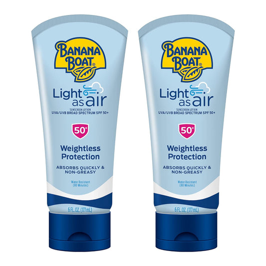 Banana Boat Light As Air Sunscreen, Broad Spectrum Lotion, SPF 50, 6oz. - 2 Count (Pack of 1)