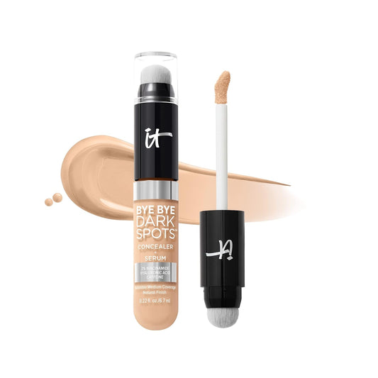 IT Cosmetics Bye Bye Dark Spots Concealer + Brightening Serum Ð 2% Niacinamide, Hyaluronic Acid & Caffeine - Medium Coverage, Natural Finish, All Skin Types - 0.22 fl oz