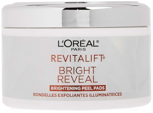 L'OrŽal Paris Revitalift Bright Reveal Anti-Aging Exfoliating Peel Pads with Glycolic Acid, Reduce Wrinkles & Brighten Skin, 30 Count (Pack of 1)