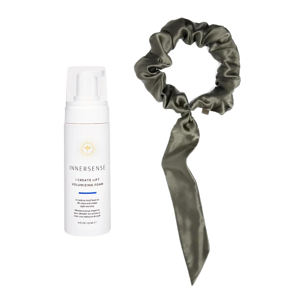INNERSENSE I Create Lift Volumizing Foam + Helix Hair Labs Silk Slip Tie (Charcoal) Bundle | Non-Toxic, Cruelty-Free, Clean Haircare
