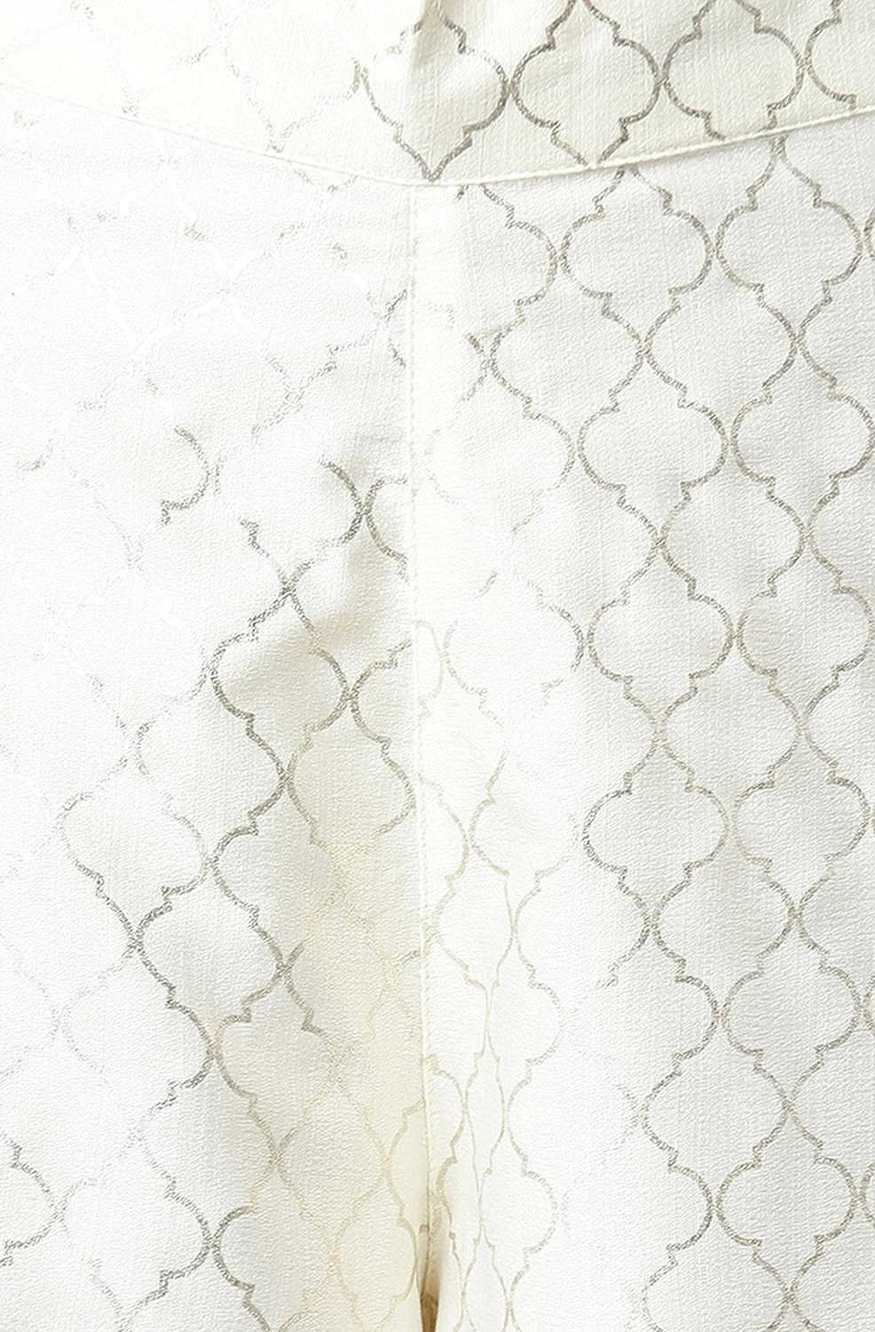 Janasya Women's Off- White and Silver Poly Silk Kurta With Palazzo and Dupatta