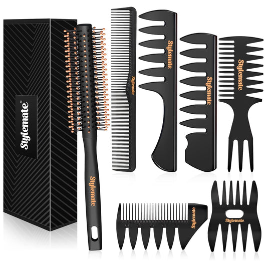 Stylemate Hair Styling Comb and Brush Set For Men - Quiff Roller Brush For Adding Volume, Pompadour, Slicked-back, Fauxhawk, Undercut
