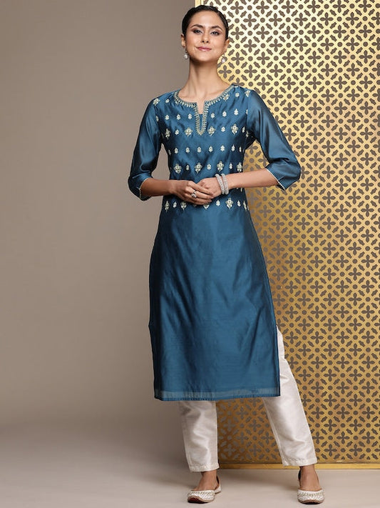 House of Pataudi Yoke Design Sequined Jashn Kurta