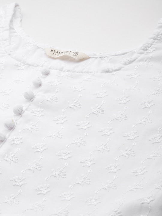 Readiprint Fashions Embroidered Empire Sequinned Pure Cotton Kurta with Palazzos