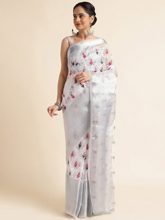 Fabmora Ethnic Motifs Embroidered Saree