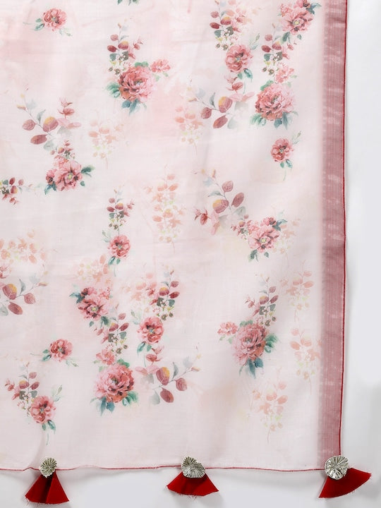 Yufta Women Red Kurta with Trousers & With Dupatta