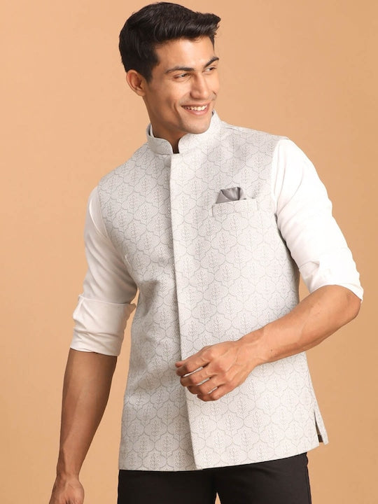 Vastramay Men Woven Design Slim-Fit Nehru Jacket