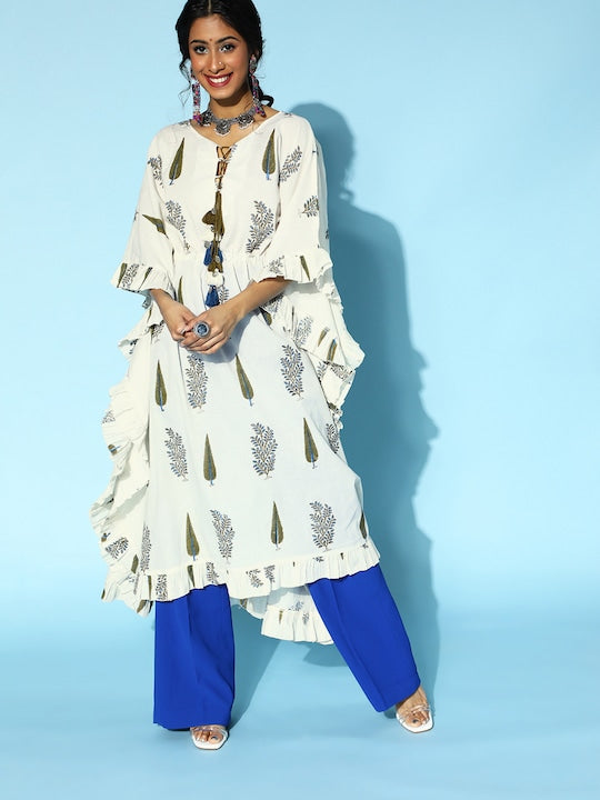 Yufta Classic White Cotton Kaftan Kurta