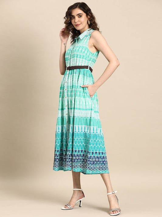 All about you Printed Midi Shirt Dress with Belt