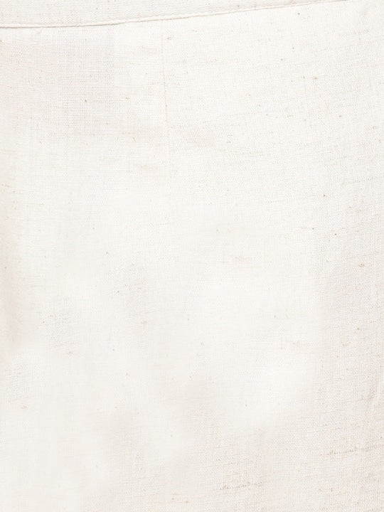 Yufta Women Off-White & Maroon Embroidered Kurta with Trousers