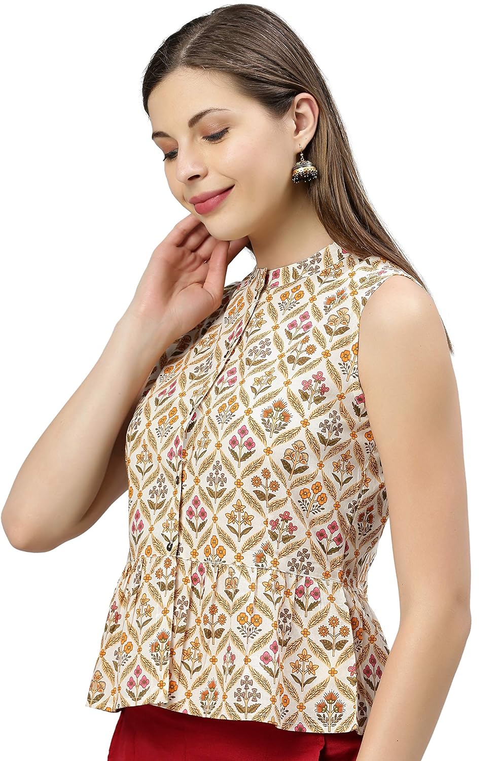 Janasya Women's Designer Back Cotton Top