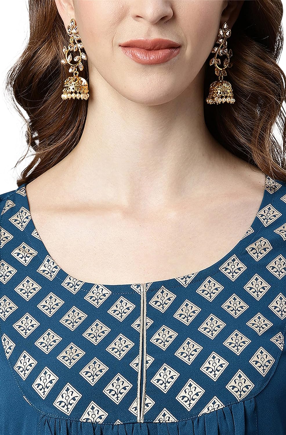 Janasya Women's Teal Poly Crepe Kurta