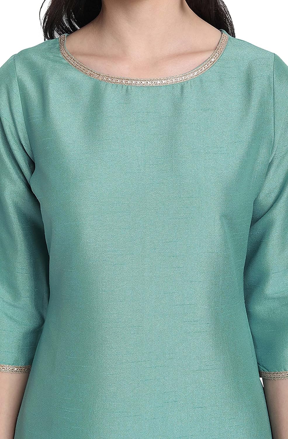 Janasya Women Art Silk Straight Kurta, Pant with Dupatta