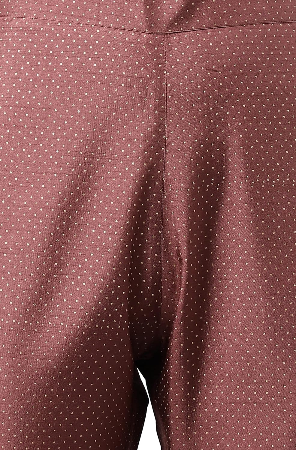 Janasya Women's Brown Poly Silk Foil Print Kurta with Pant