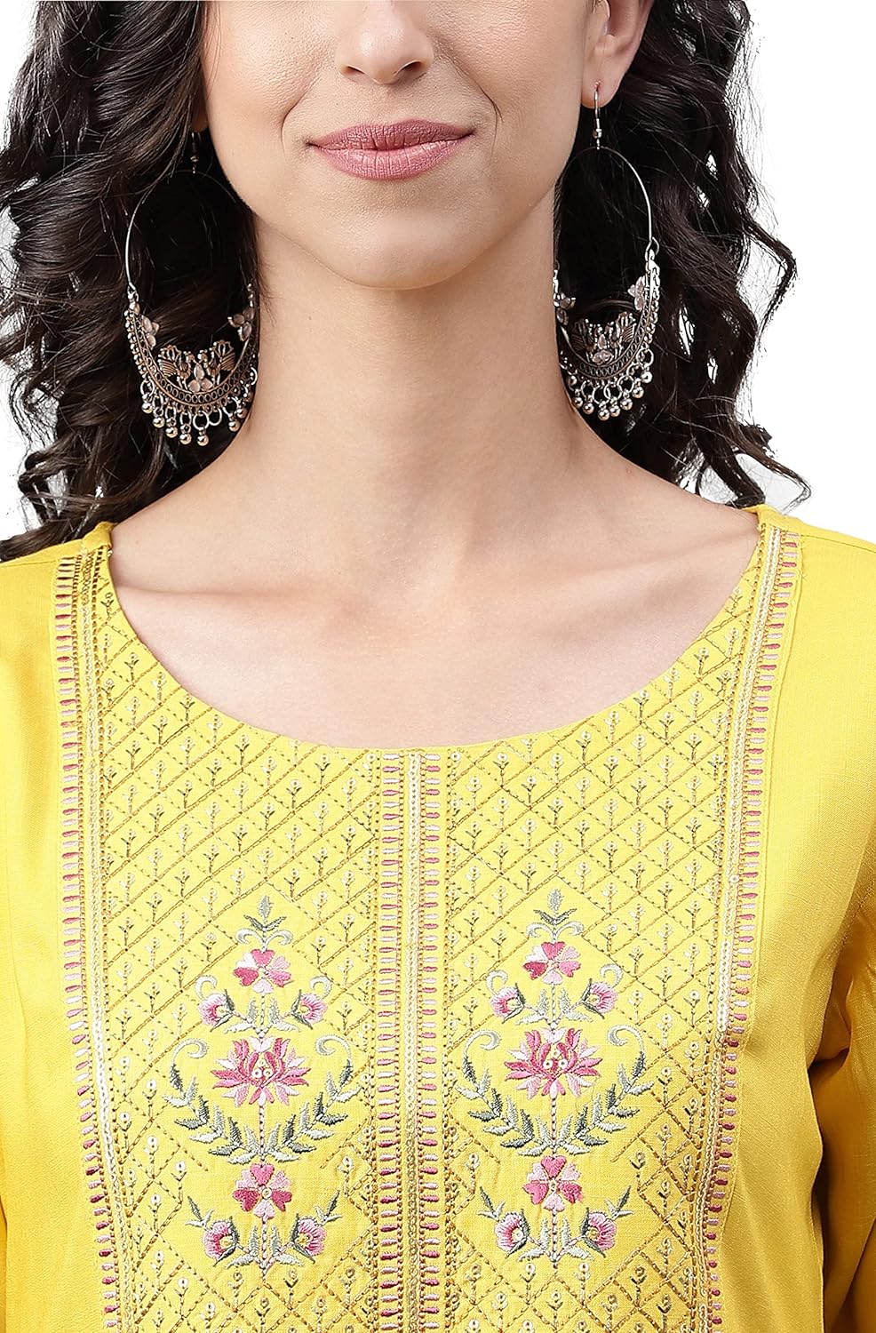 Janasya Women's Mustard Poly Rayon Solid Straight Kurta