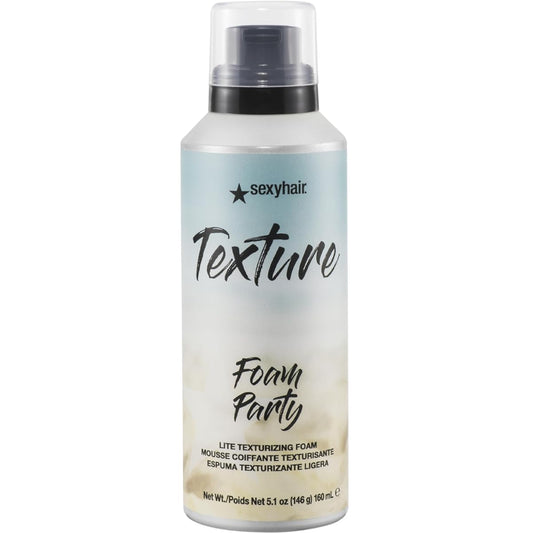 SexyHair Texture Foam Party Lite Texturizing Foam, 5.1 Oz | Buildable Hold | Adds Shine | All Hair Types