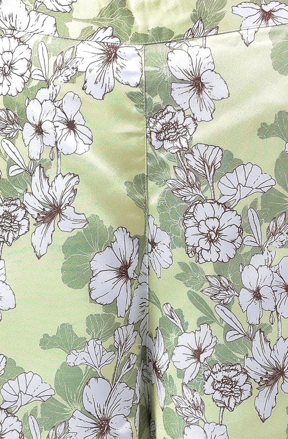 Janasya Women's Sage Green Satin Digital Floral Printed Co-ords Set