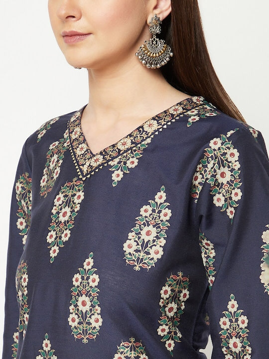 IMARA Floral Printed Embroidered Gotta Patti Regular Kurta with Trousers & Dupatta