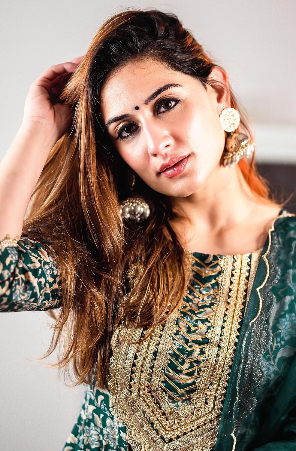 Janasya Women's Teal Cotton Foil Floral Printed Kurta with Palazzo and Dupatta