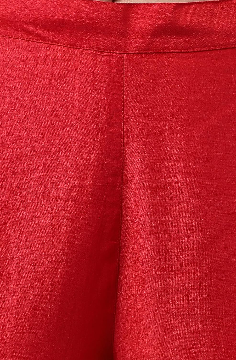 Janasya Women's Red Chinon Solid Kurta with Pant and Dupatta