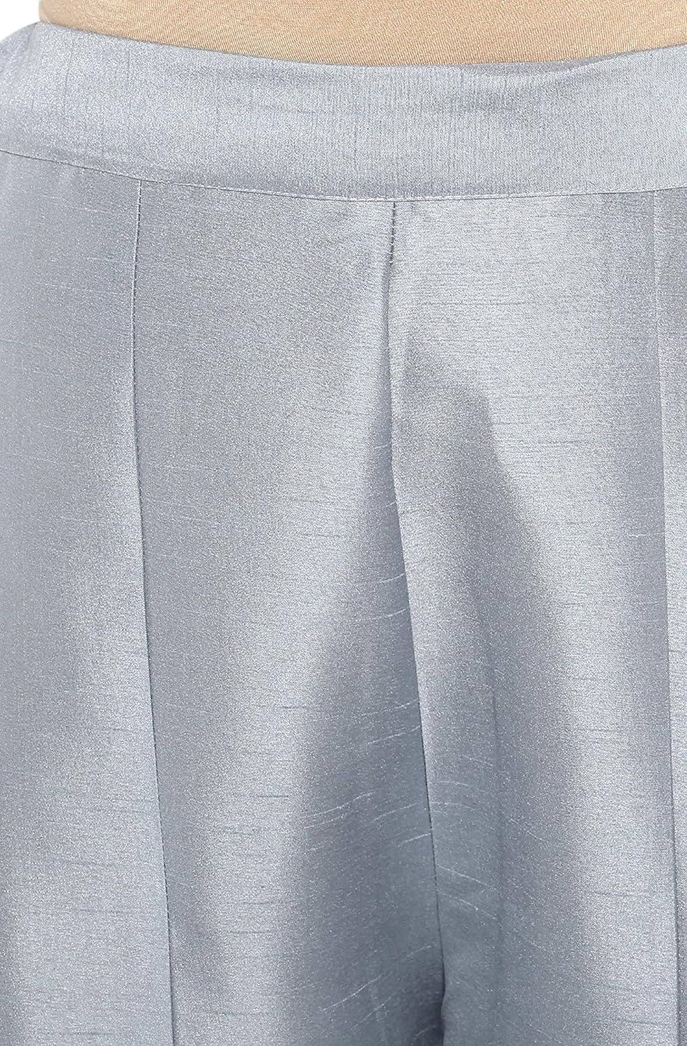 Janasya Women's Peach Poly Silk Foil Printed Kurta with Palazzo and Dupatta